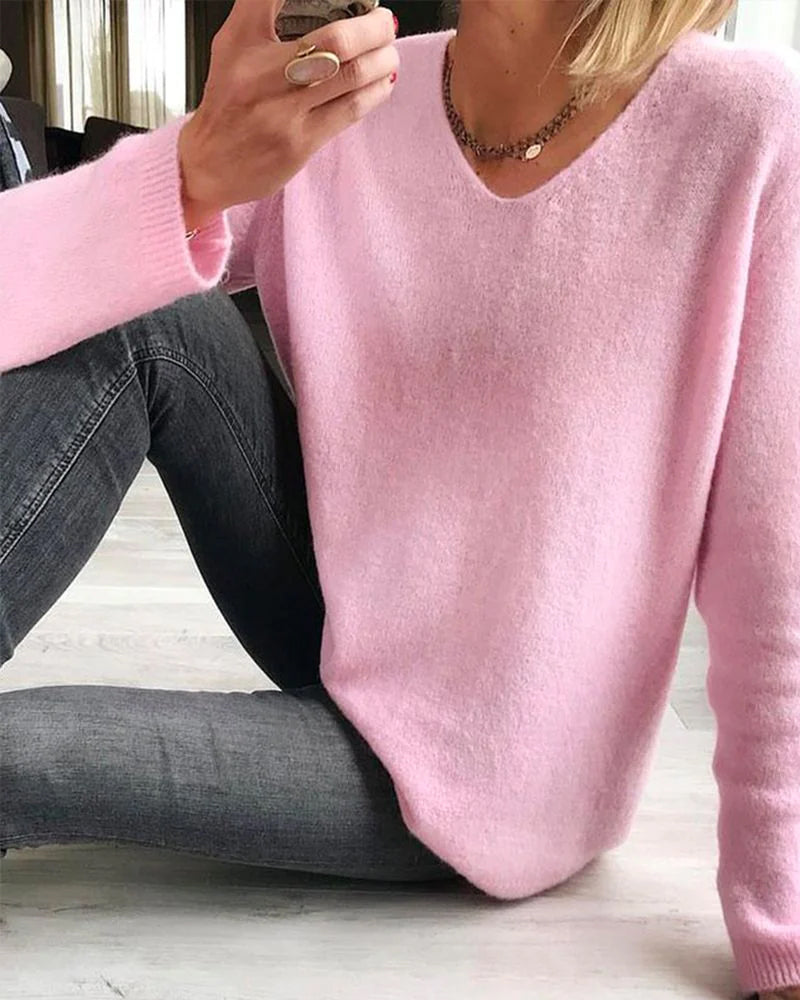Evelina | Women's V Neck Long Sleeve Sweater