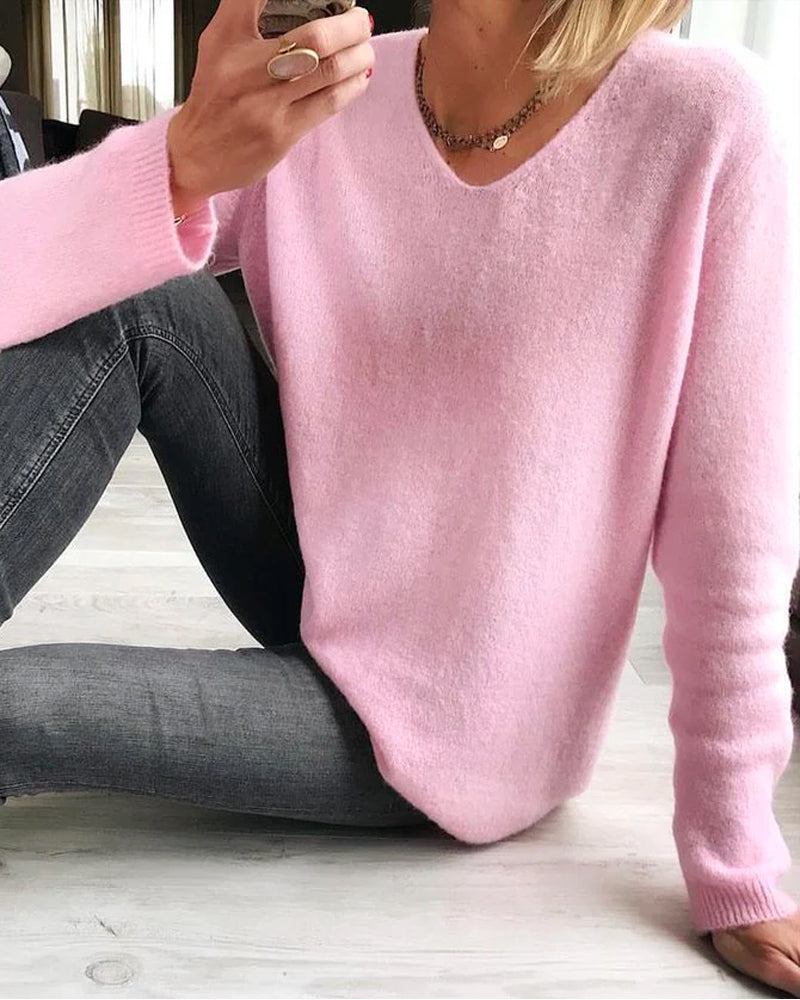Evelina | Women's V Neck Long Sleeve Sweater
