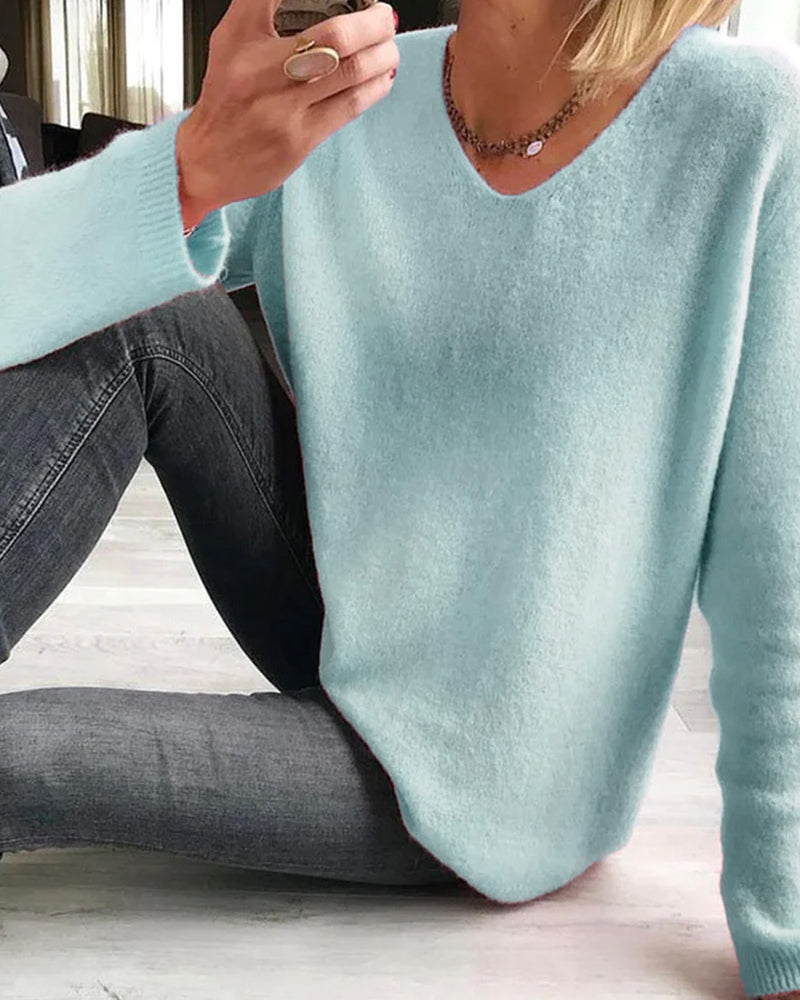 Evelina | Women's V Neck Long Sleeve Sweater