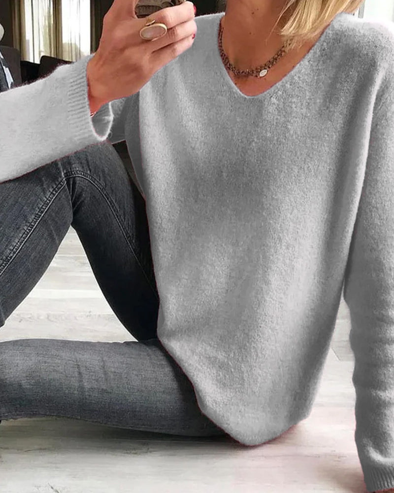Evelina | Women's V Neck Long Sleeve Sweater