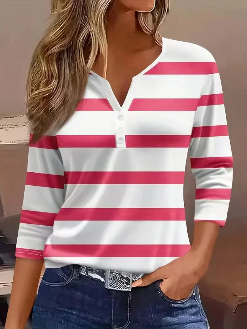 Camila™ | Striped V-Neck Top