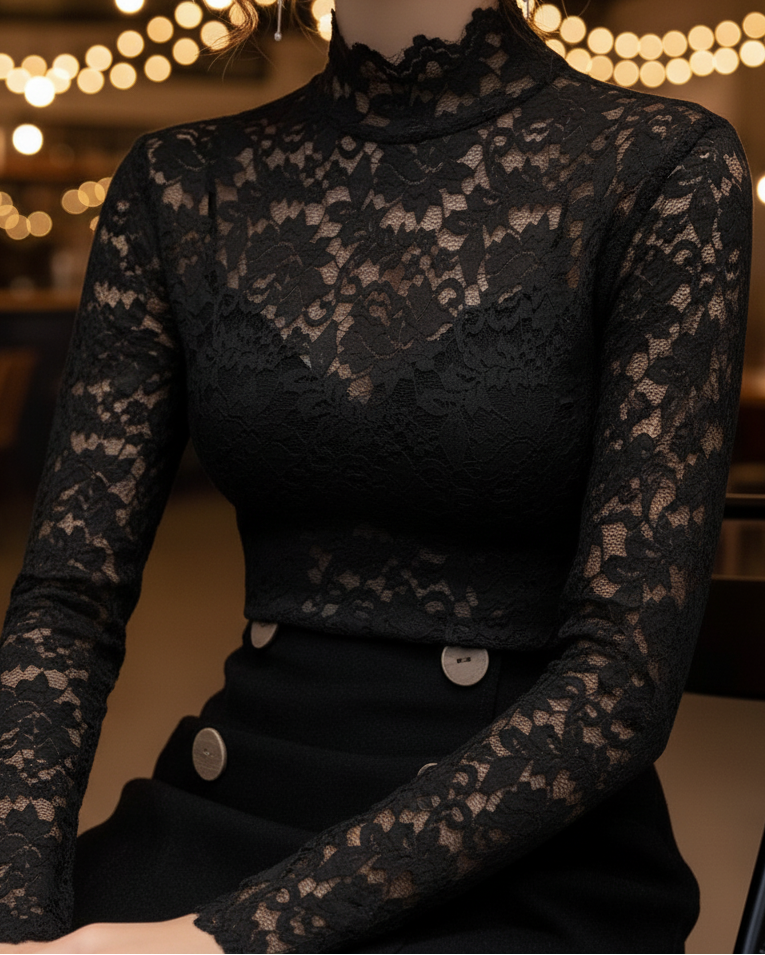 Grace | Women’s Spring Lace High-Neck Blouse