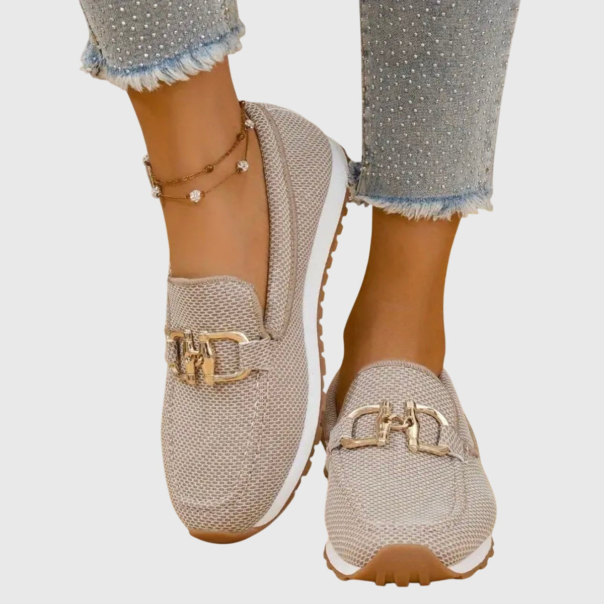 Riane | Woven Loafers with Chain Detail for Women