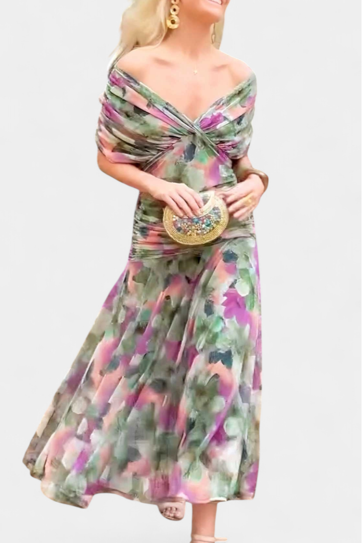 Nancy | Women’s Off Shoulder Ruched Maxi Dress
