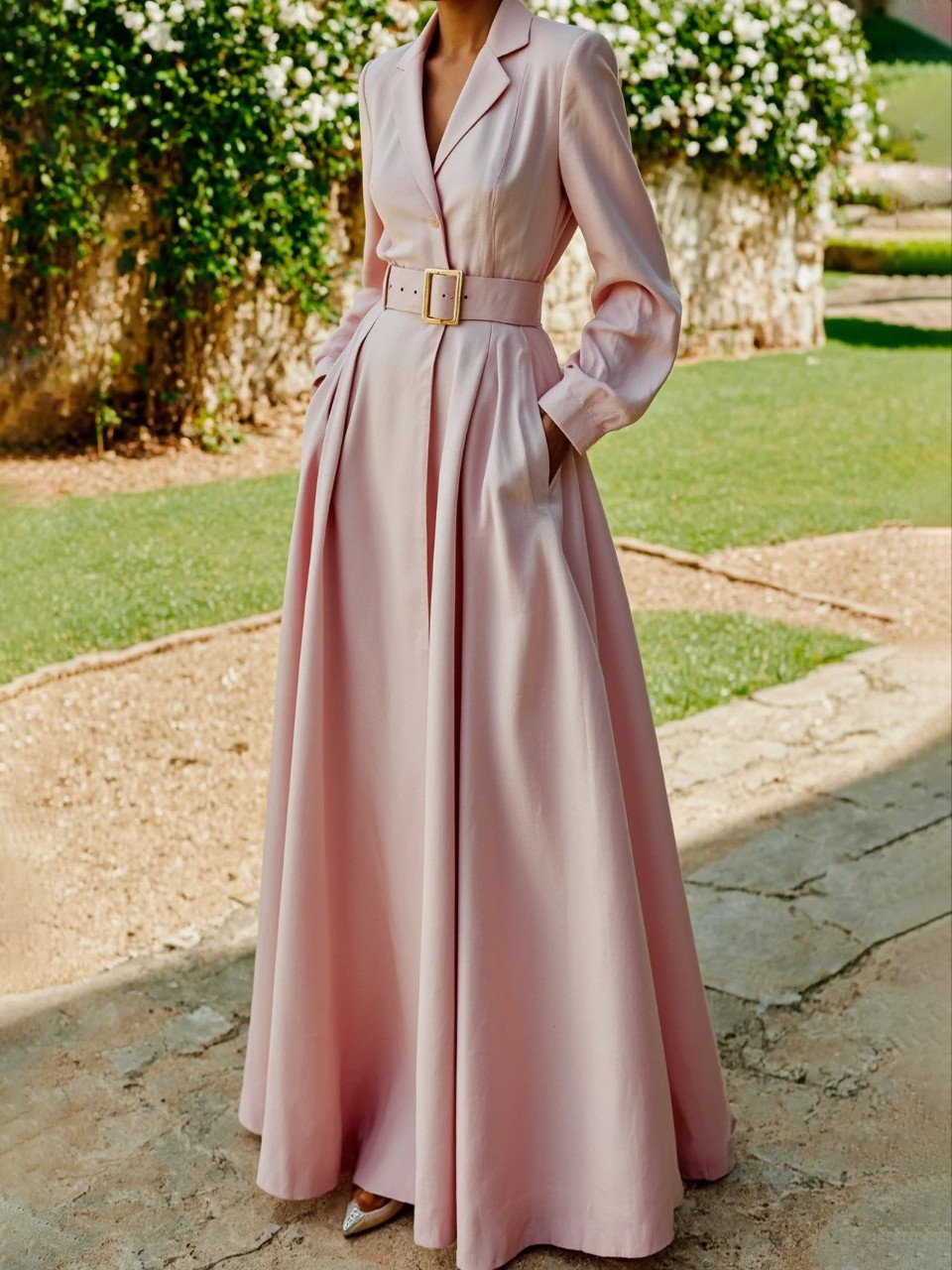 Rachel | Womens Elegant Belted Maxi Dress