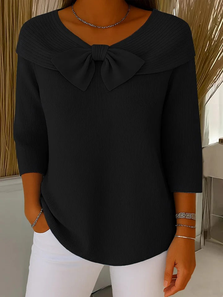 Anna | Womens Bow Detail Three Quarter Sleeve Top