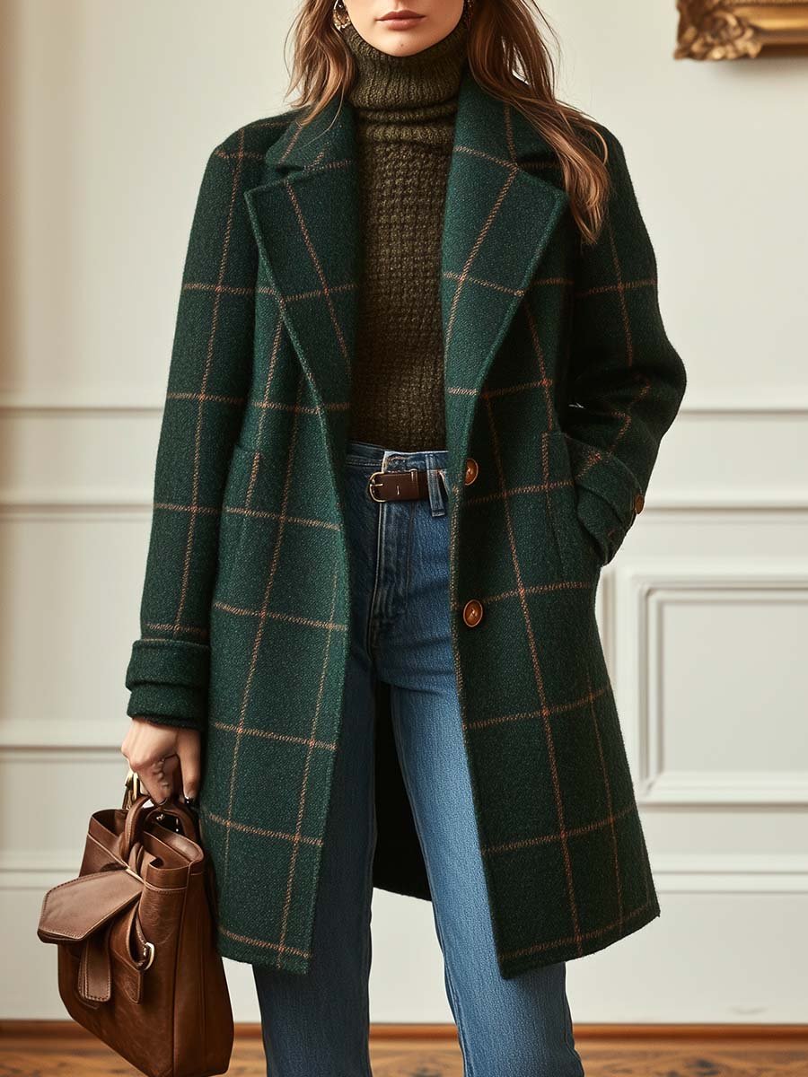 Jessica | Womens Plaid Button Front Coat