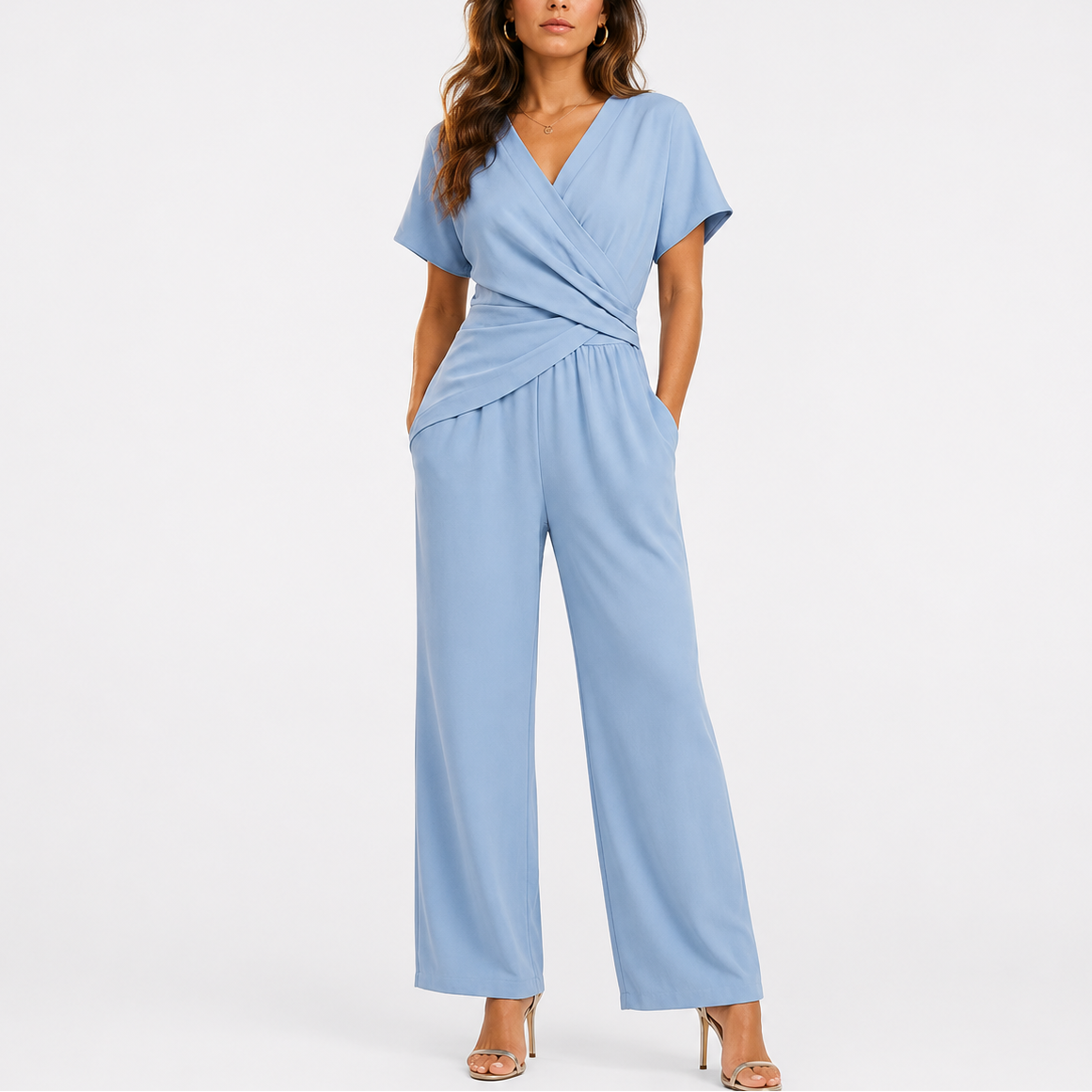 Women's Elegant Wrap Jumpsuit Two-Piece Set