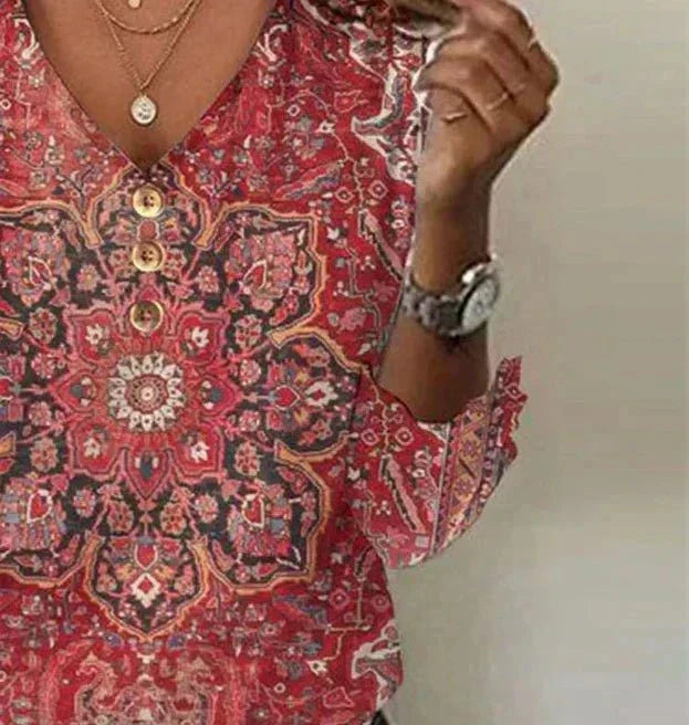Abigail | Women’s Bohemian Print Blouse Oriental Style
