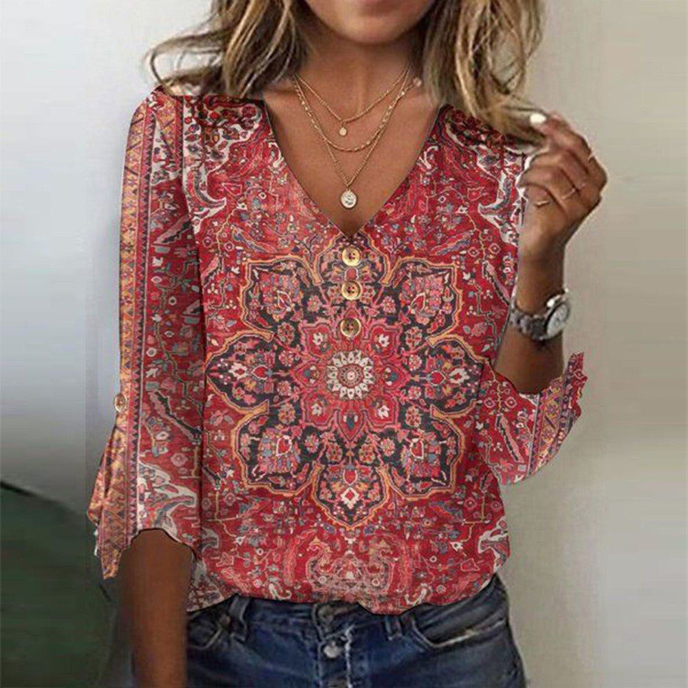 Abigail | Women’s Bohemian Print Blouse Oriental Style