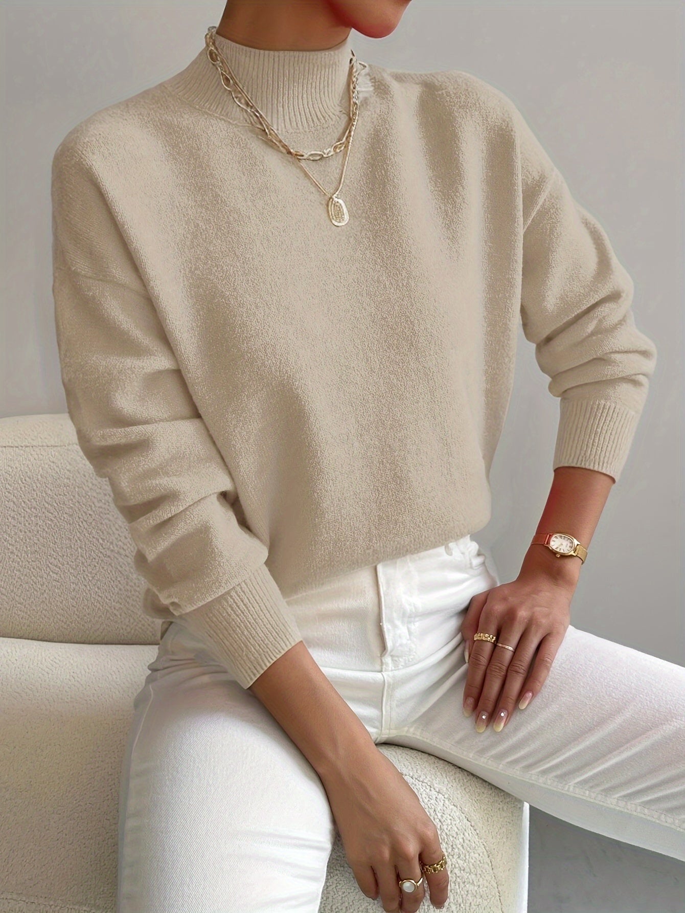 Emily | Women’s Spring Comfortable Mock Neck Sweater