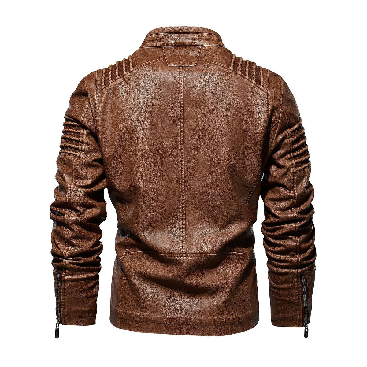 Edward | Men's Biker Faux Leather Jacket Structured Shoulder Zip-Up
