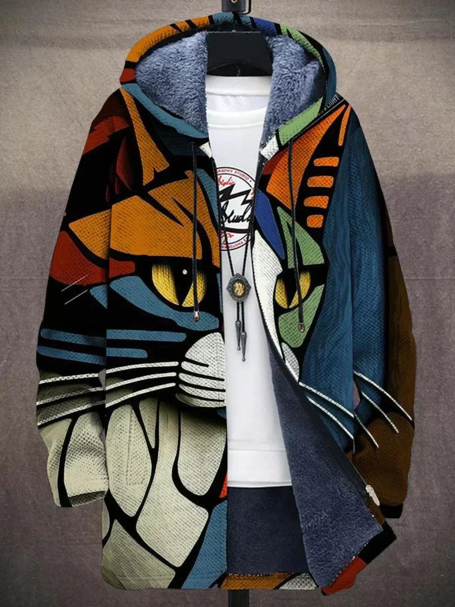 Arthur | Mens Cardigan Fleece-Lined Zip-Up Abstract Art Print Hoodie