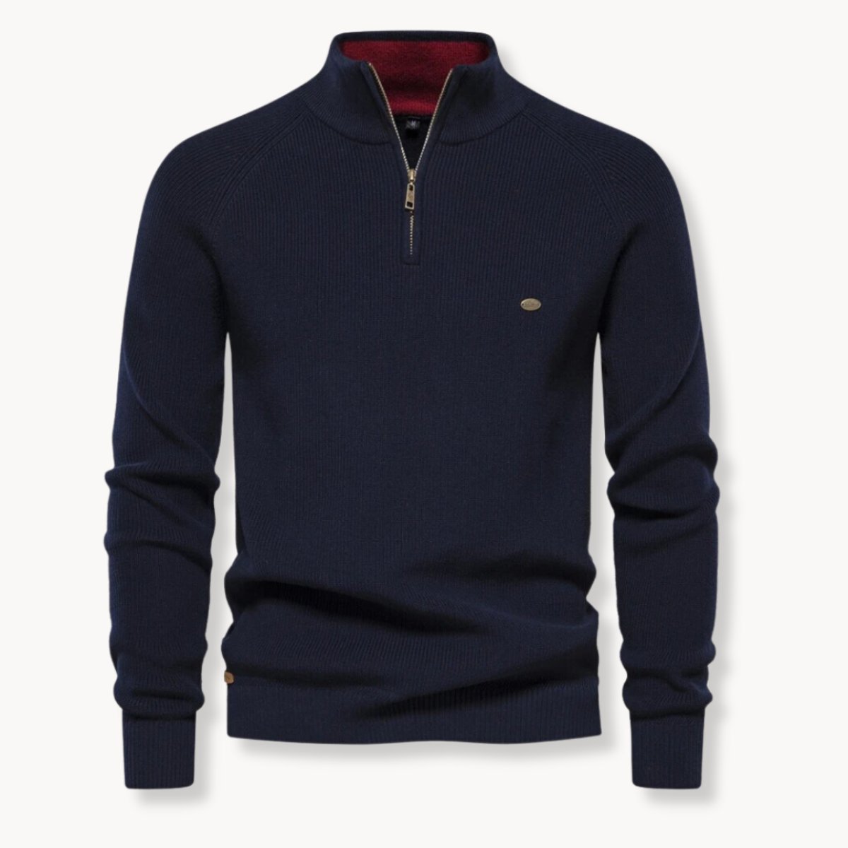 Noah | Mens Cardigan Half-Zip Ribbed Knit Mock Neck Jumper