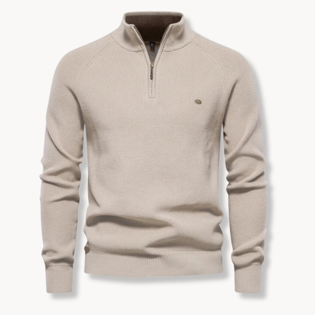 Noah | Mens Cardigan Half-Zip Ribbed Knit Mock Neck Jumper