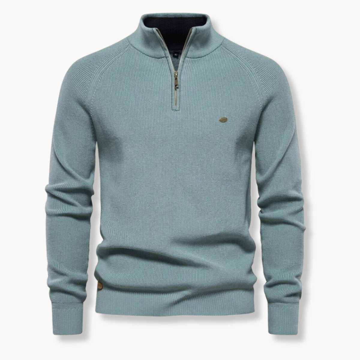 Noah | Mens Cardigan Half-Zip Ribbed Knit Mock Neck Jumper