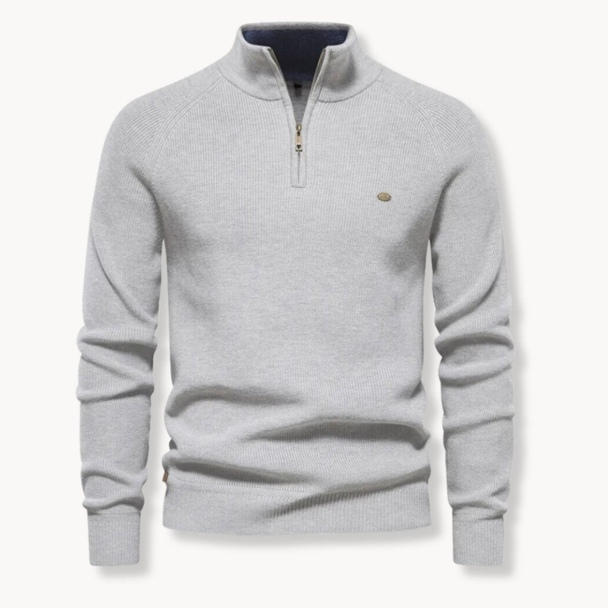 Noah | Mens Cardigan Half-Zip Ribbed Knit Mock Neck Jumper