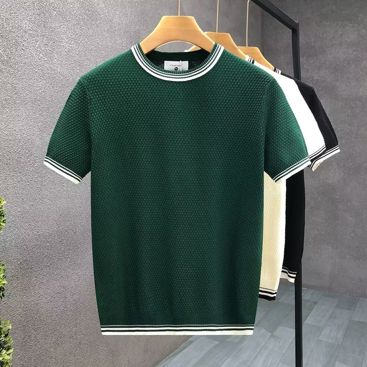 Charlie | Mens Jumper Relaxed-Fit Short-Sleeve Cotton Crewneck Knit