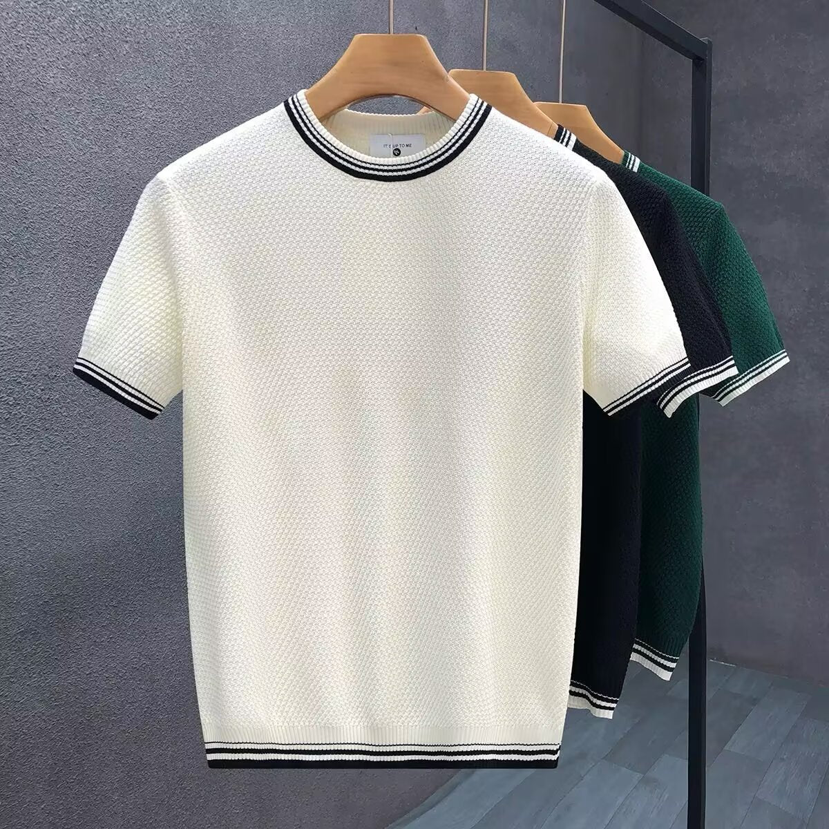 Charlie | Mens Jumper Relaxed-Fit Short-Sleeve Cotton Crewneck Knit