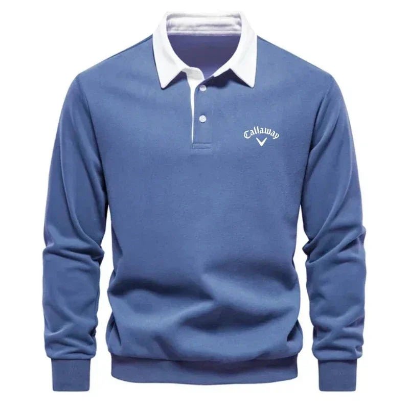 Henry | Men's Long-Sleeve Contrast Collar Cotton-Blend Golf Polo Jumper