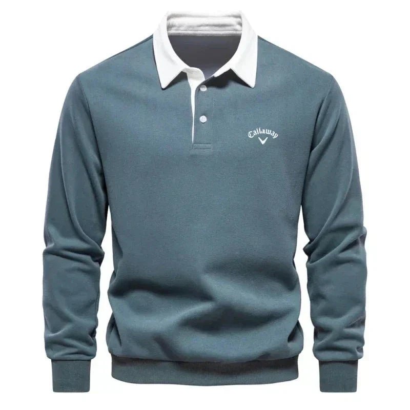 Henry | Men's Long-Sleeve Contrast Collar Cotton-Blend Golf Polo Jumper