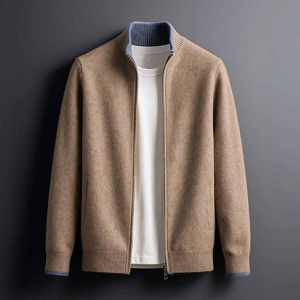Muhammad | Men's Merino Wool Full-Zip Knit Mens Winter Coat Cardigan