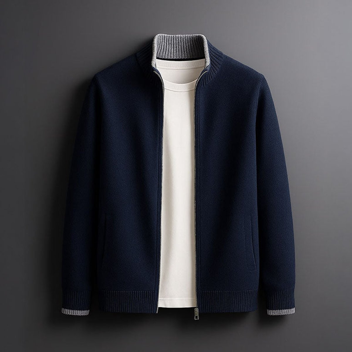 Muhammad | Men's Merino Wool Full-Zip Knit Mens Winter Coat Cardigan