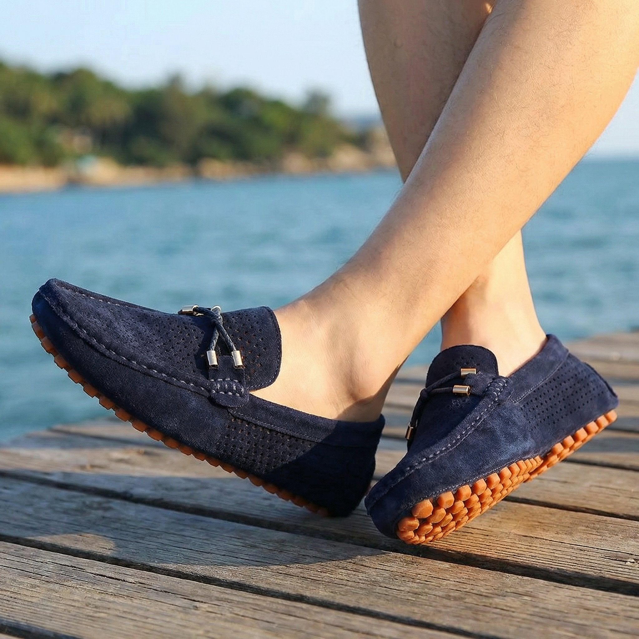 Alfie | Men's Perforated Suede Slip-On Loafers