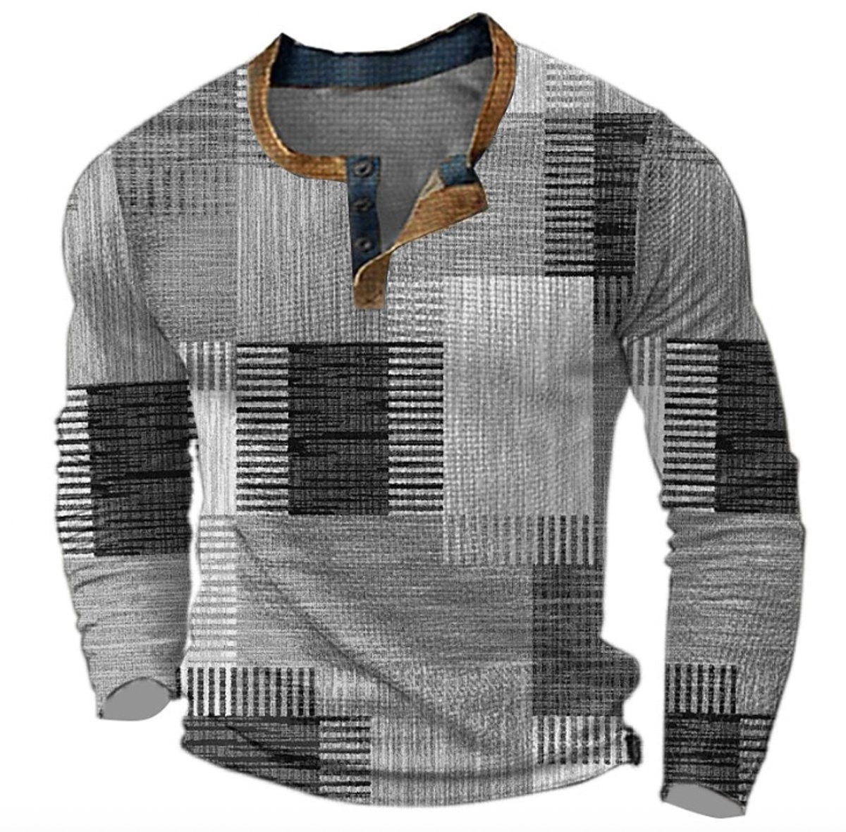 Oscar | Men's Retro Colour Block Long Sleeve Henley Knit Sweater