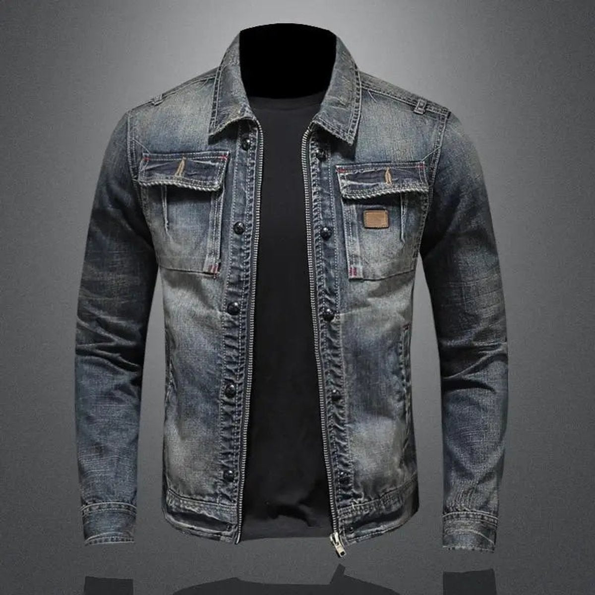 Noah | Men's Retro Vintage Washed Denim Jacket Zip-Up Outerwear