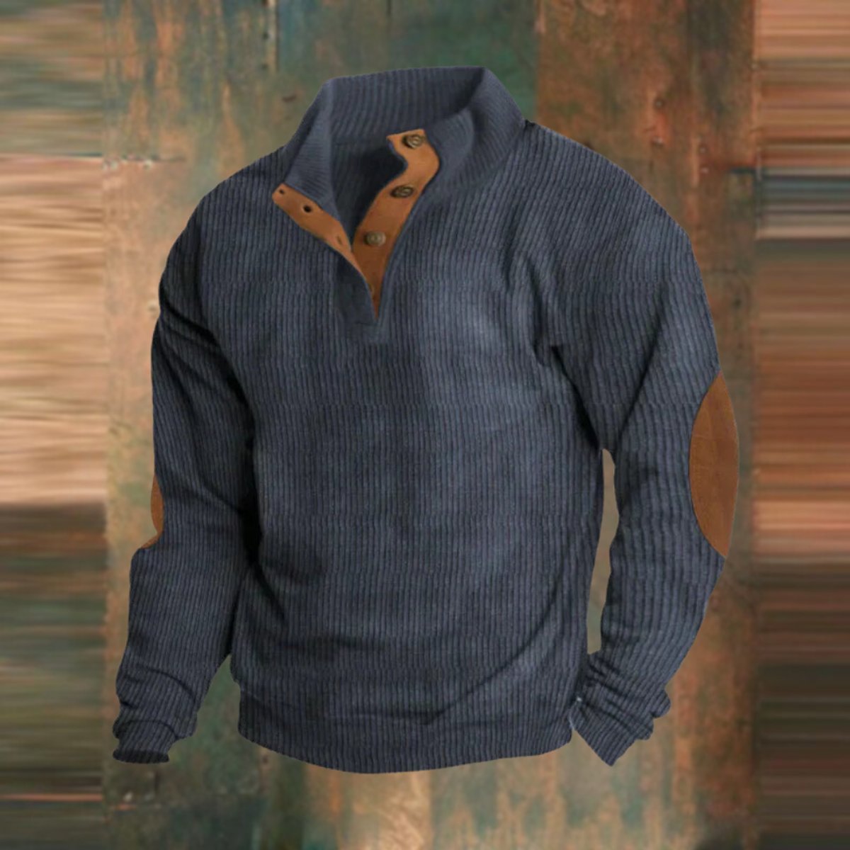 Thomas | Men's Ribbed Knit Sweater Quarter-Zip Suede Elbow Patch Pullover