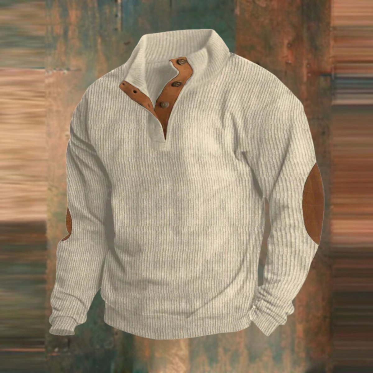 Thomas | Men's Ribbed Knit Sweater Quarter-Zip Suede Elbow Patch Pullover