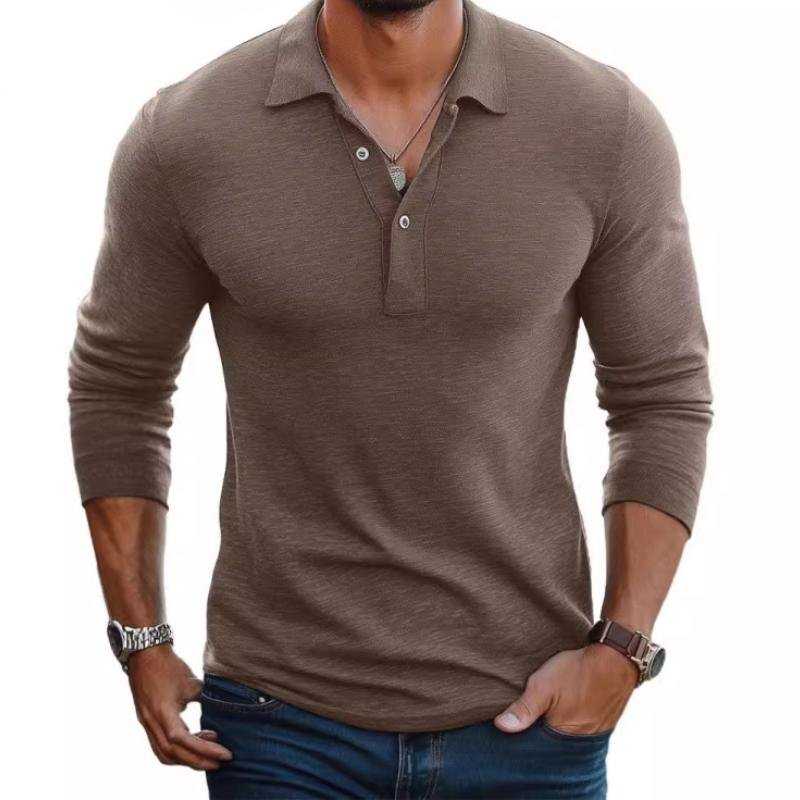 George | Men's Satin-Smooth Slim Fit Long Sleeve Polo Shirt