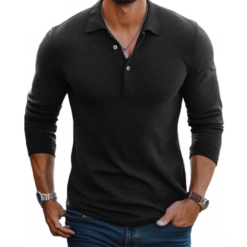 George | Men's Satin-Smooth Slim Fit Long Sleeve Polo Shirt