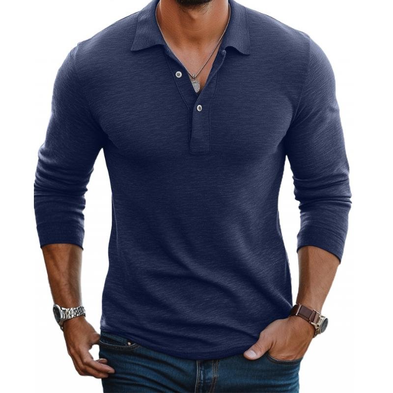 George | Men's Satin-Smooth Slim Fit Long Sleeve Polo Shirt