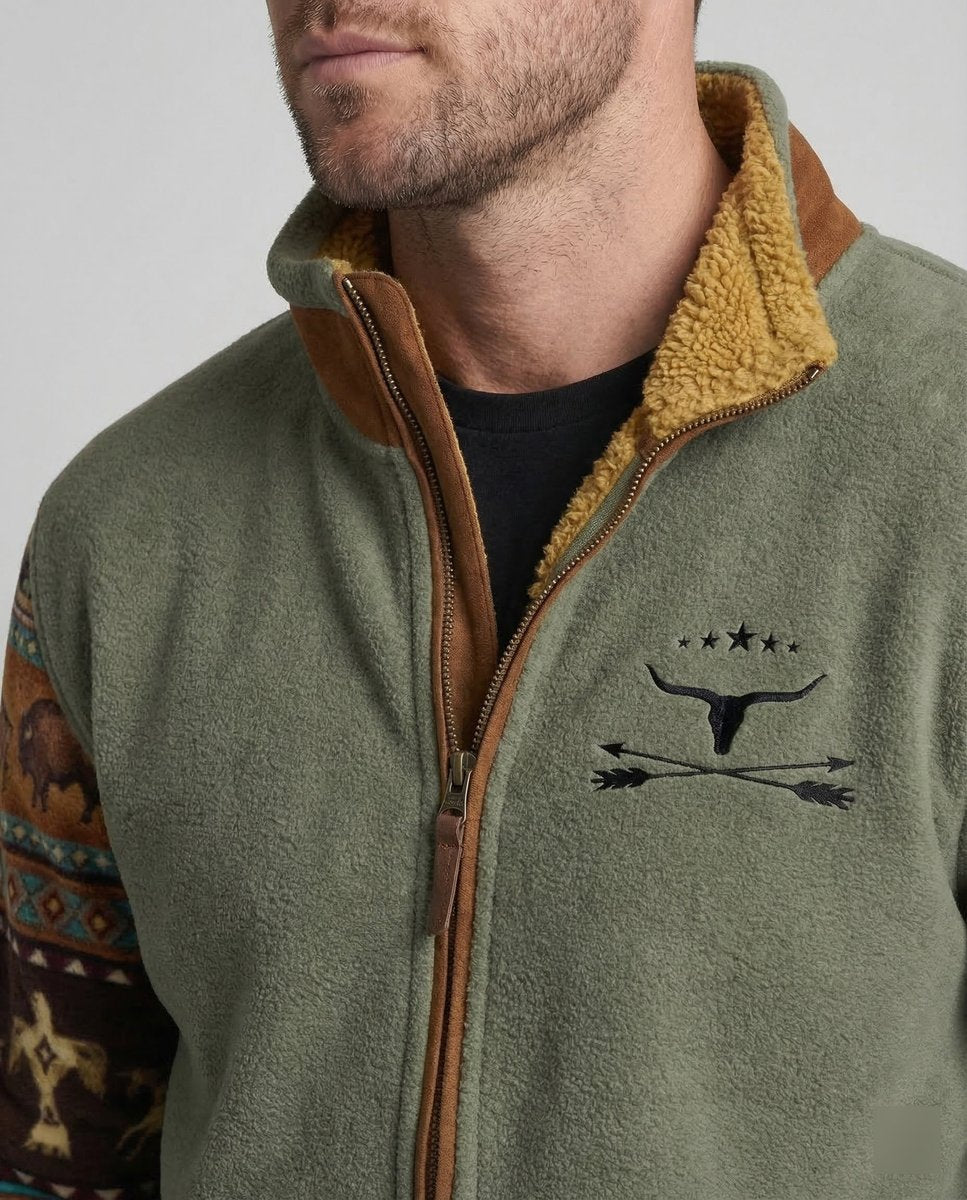 Charlie | Men's Sherpa-Lined Aztec-Print Zip-Up Fleece Jacket