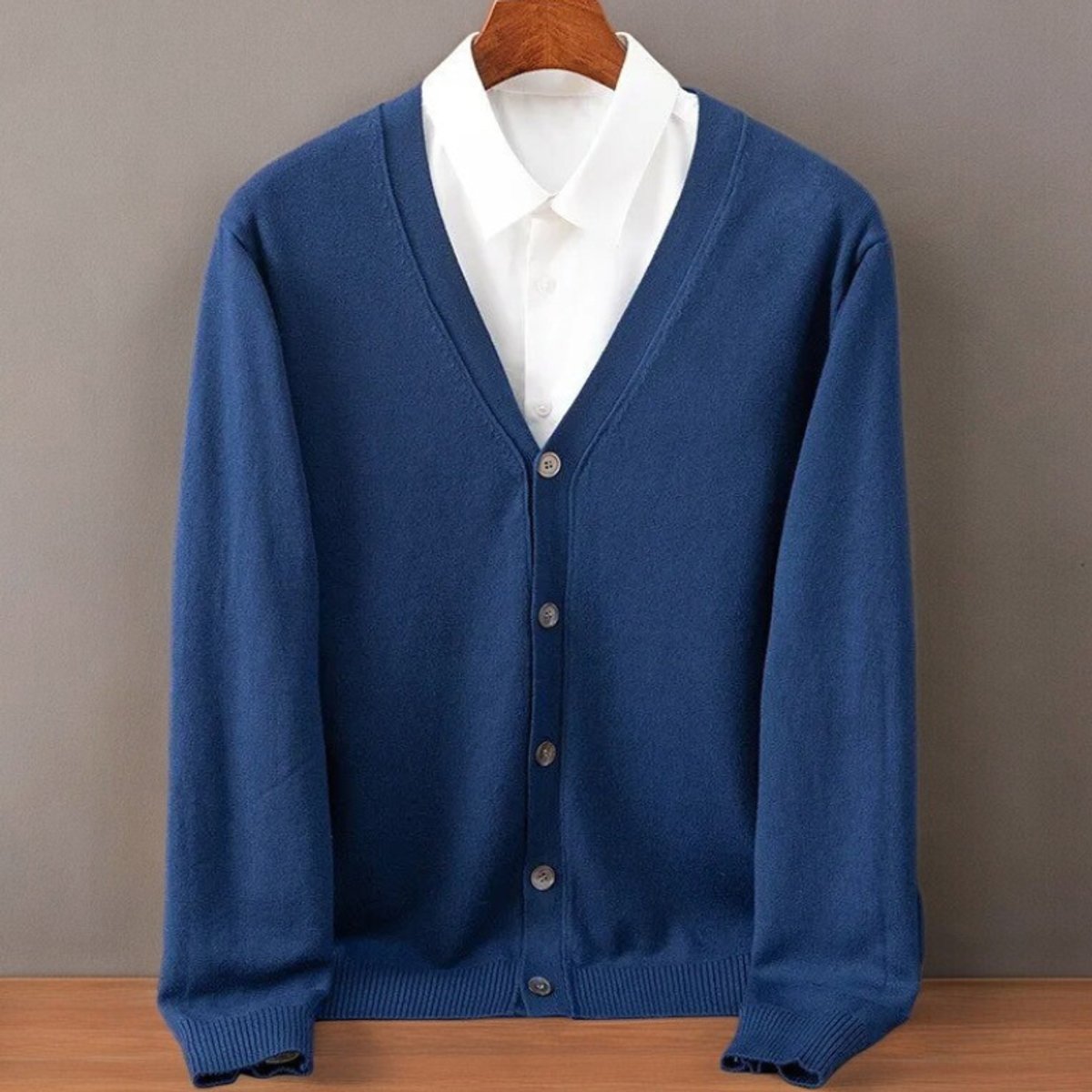 Remy | Men's V-Neck Button-Up Cashmere Blend Knit Cardigan Jumper