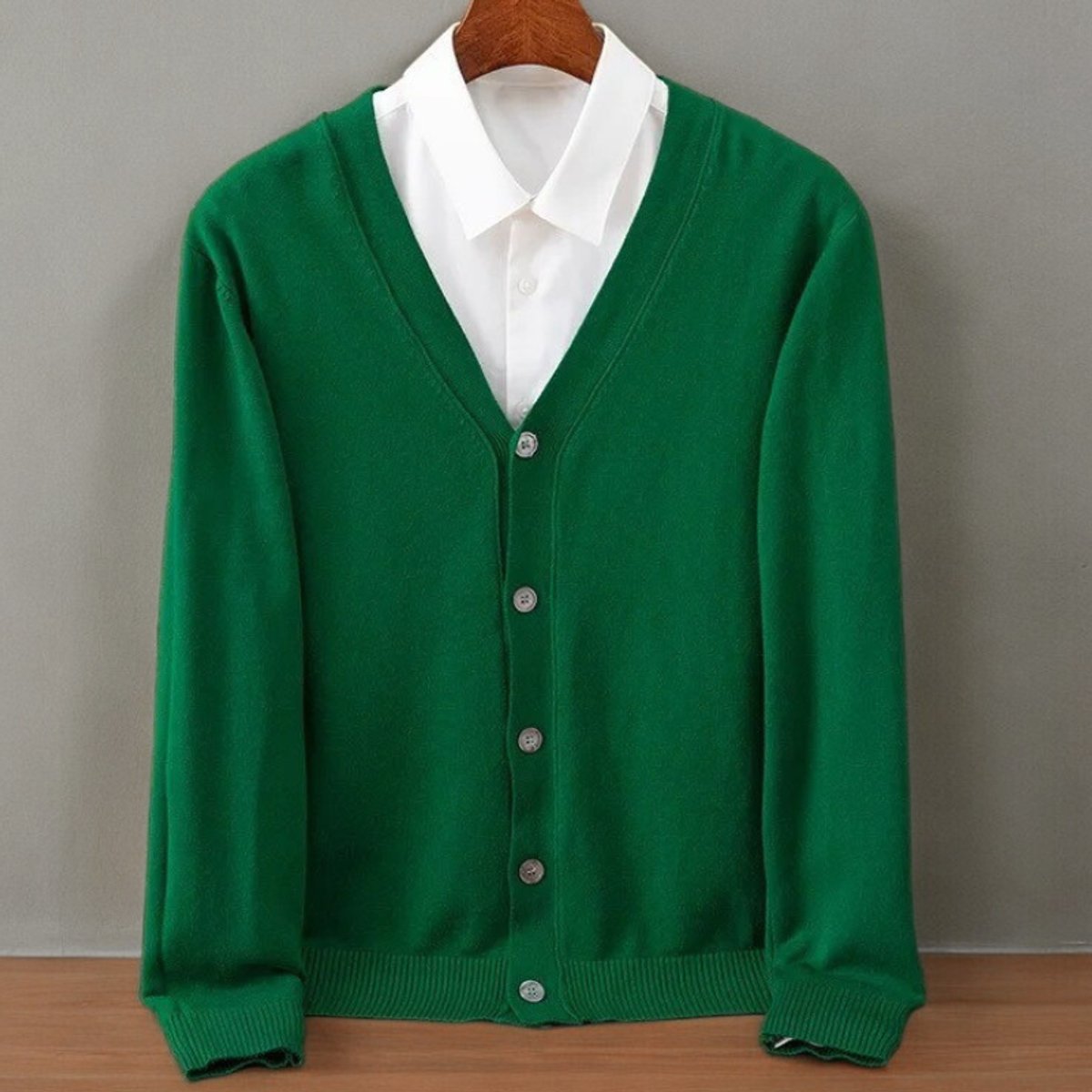 Remy | Men's V-Neck Button-Up Cashmere Blend Knit Cardigan Jumper