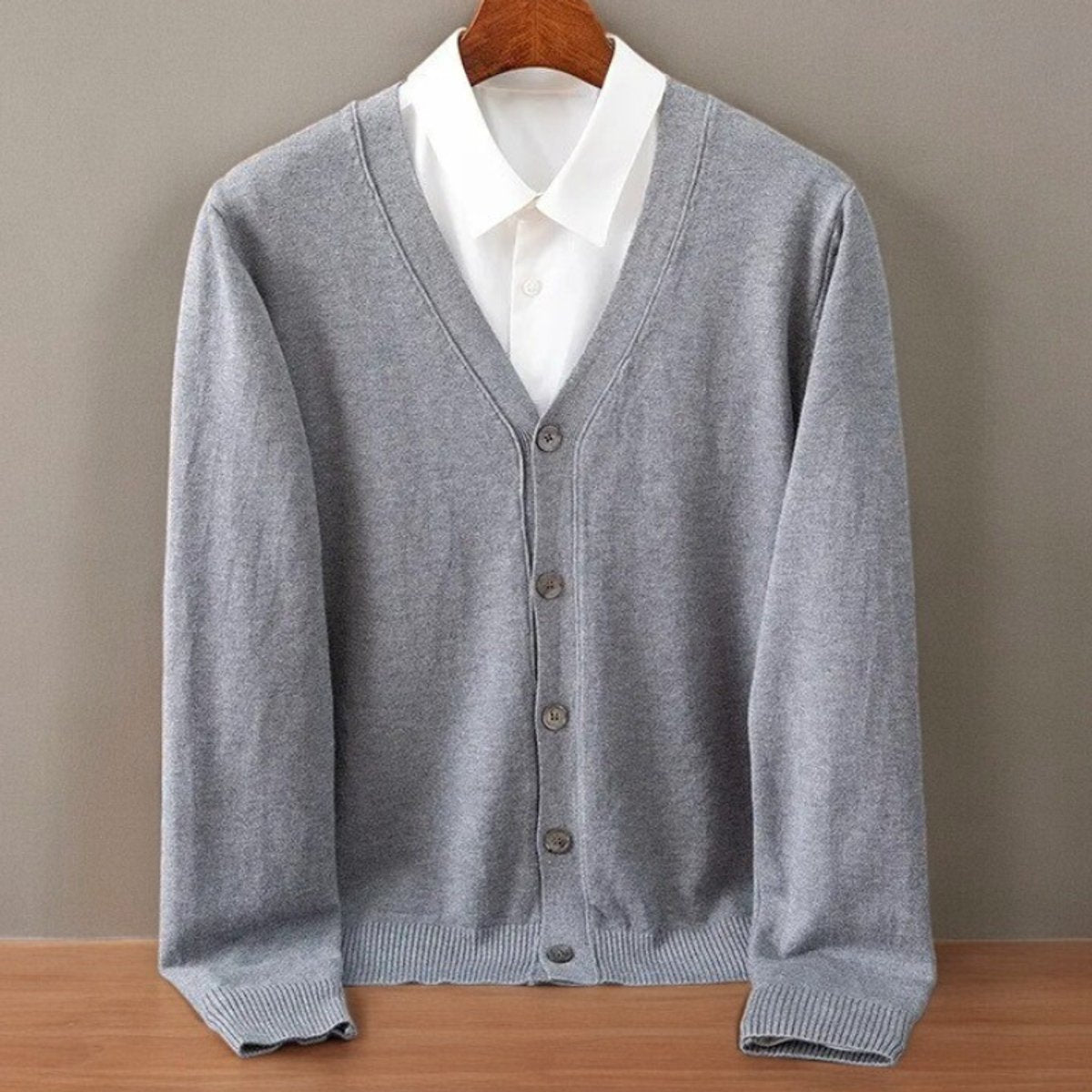 Remy | Men's V-Neck Button-Up Cashmere Blend Knit Cardigan Jumper