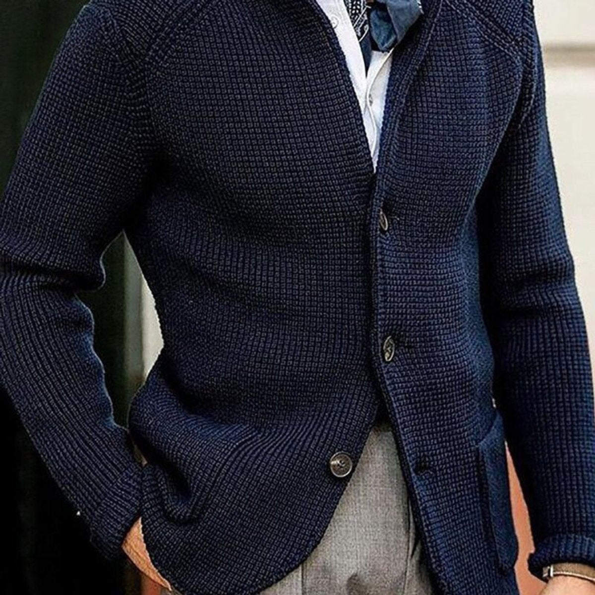 George | Men's Waffle-Knit Button-Up Cardigan Relaxed Fit Jumper