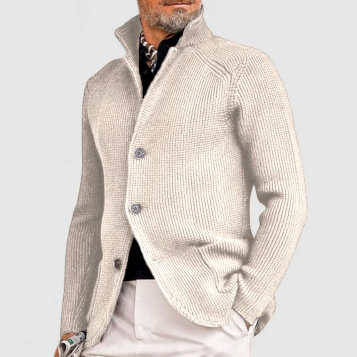 George | Men's Waffle-Knit Button-Up Cardigan Relaxed Fit Jumper