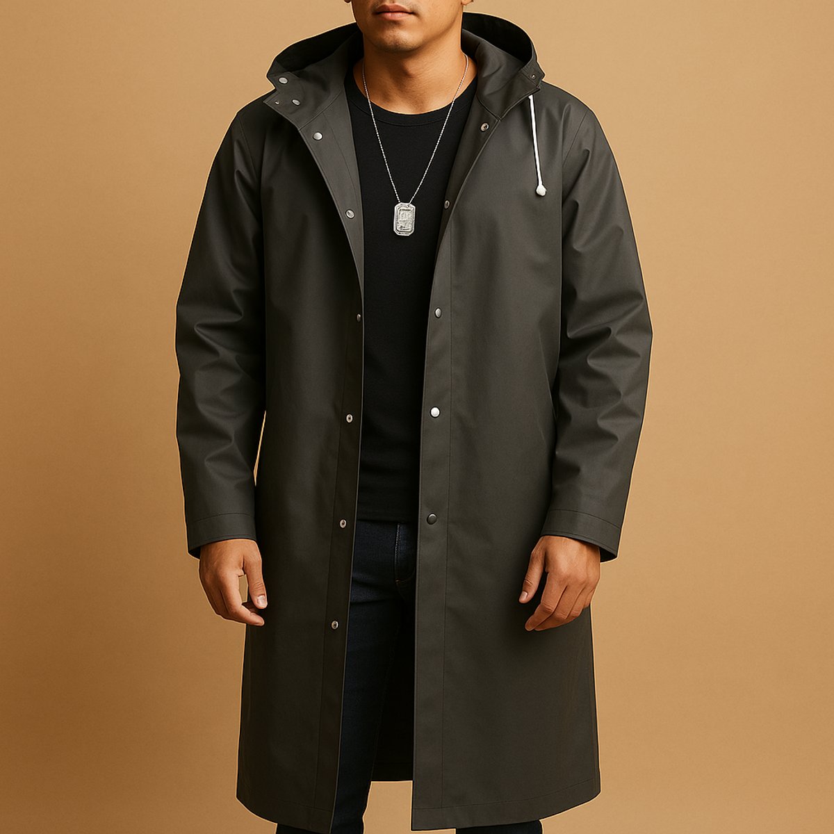 Edward | Men's Waterproof Hooded Long Rain Jacket Casual Fit EVA