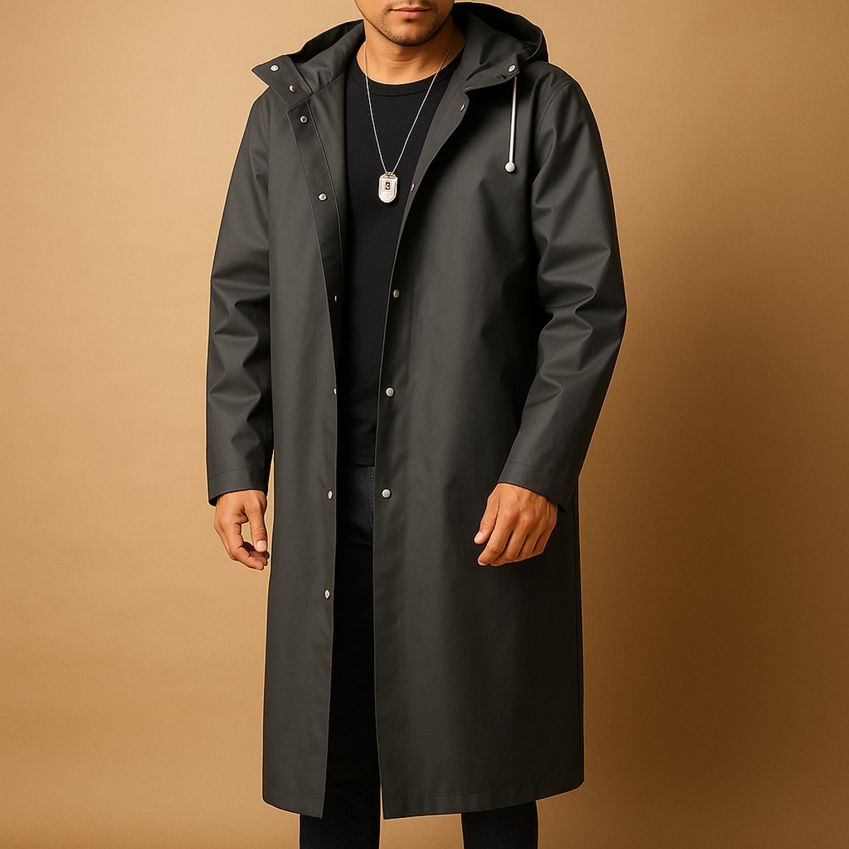 Edward | Men's Waterproof Hooded Long Rain Jacket Casual Fit EVA