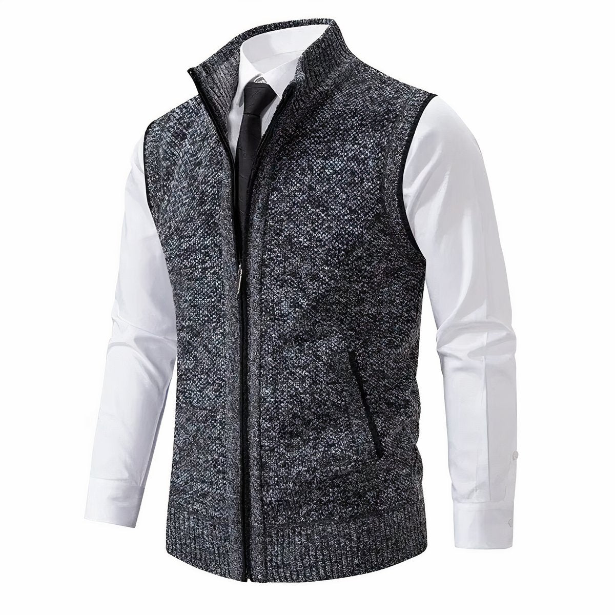 Freddie | Men's Zip-Up Sleeveless Knit Cardigan Vest