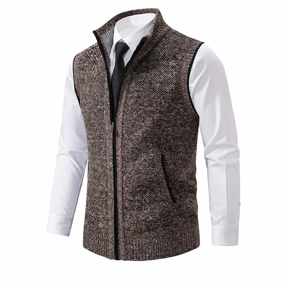 Freddie | Men's Zip-Up Sleeveless Knit Cardigan Vest