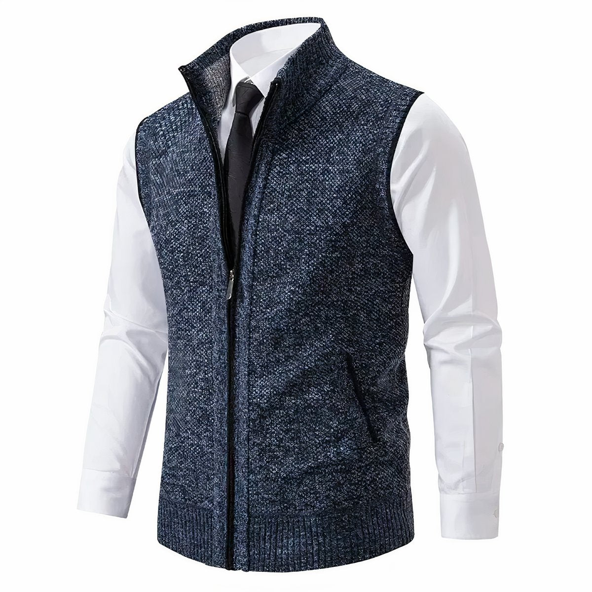 Freddie | Men's Zip-Up Sleeveless Knit Cardigan Vest