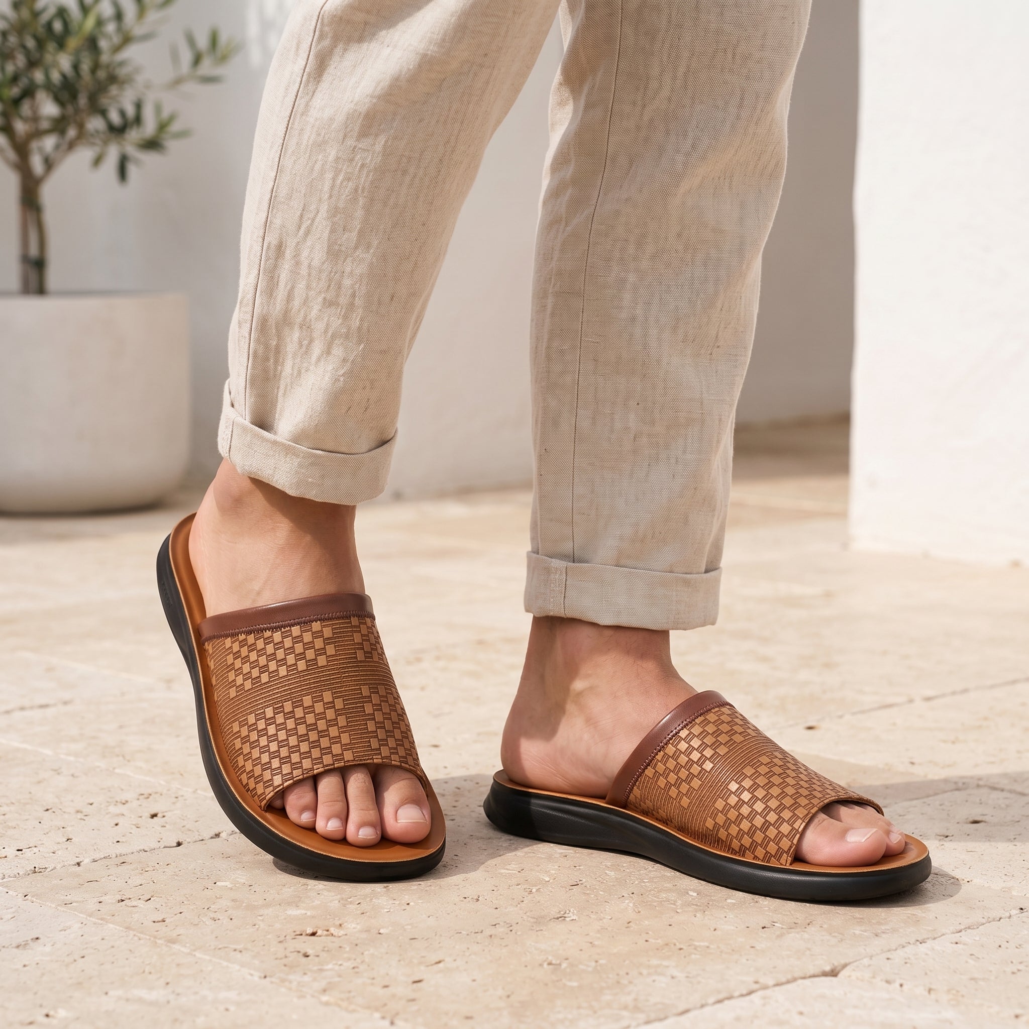 Noah™ | Leather Slide Sandals for Men