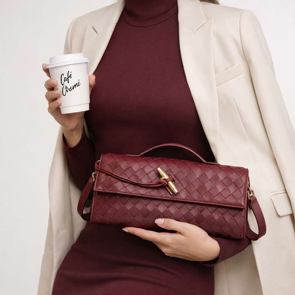 Luxury Woven Clutch Bag – Elegant Evening Shoulder Style