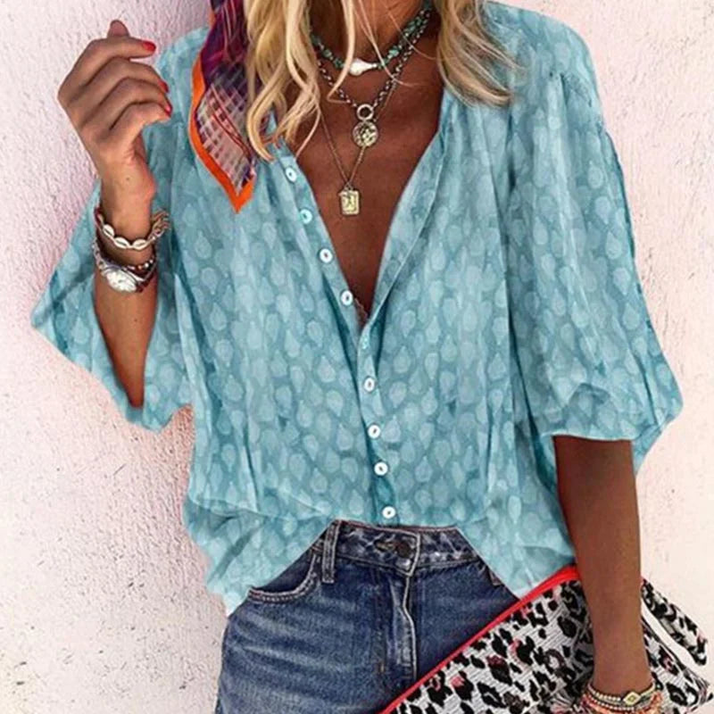 Ava | Women Printed Button Down Casual Blouse