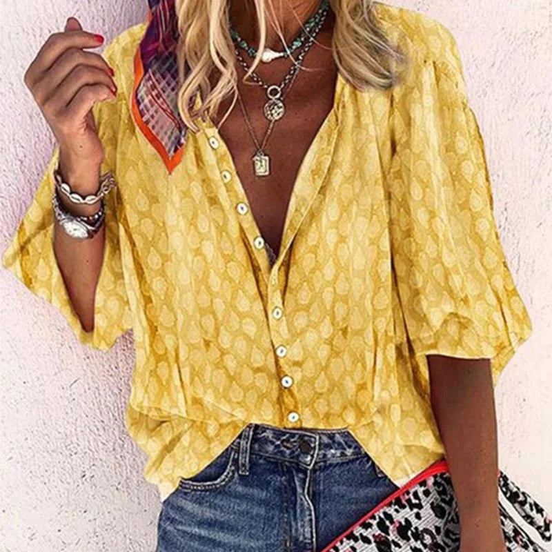 Ava | Women Printed Button Down Casual Blouse